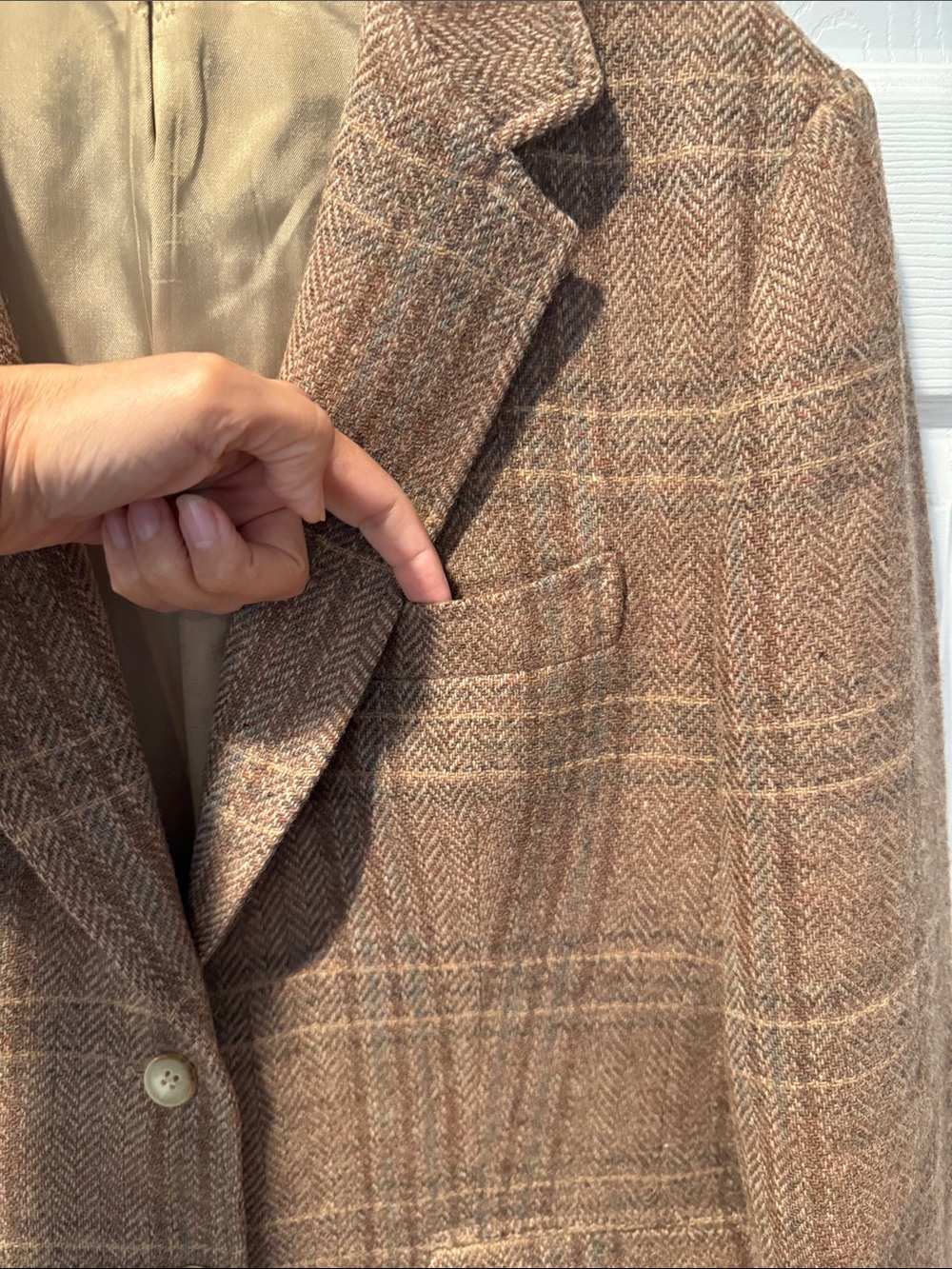 Evan Picone Vintage Brown Plaid Wool Blazer - Picture 5 of 8